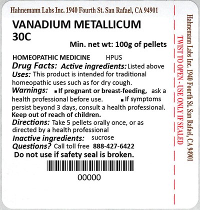 Vanadium Metallicum 30C 100g - Vanadium Metallicum 30C 100g
